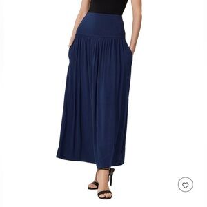 New Simlu Elegant Classic Tiered Maxi Skirt Navy Blue Large